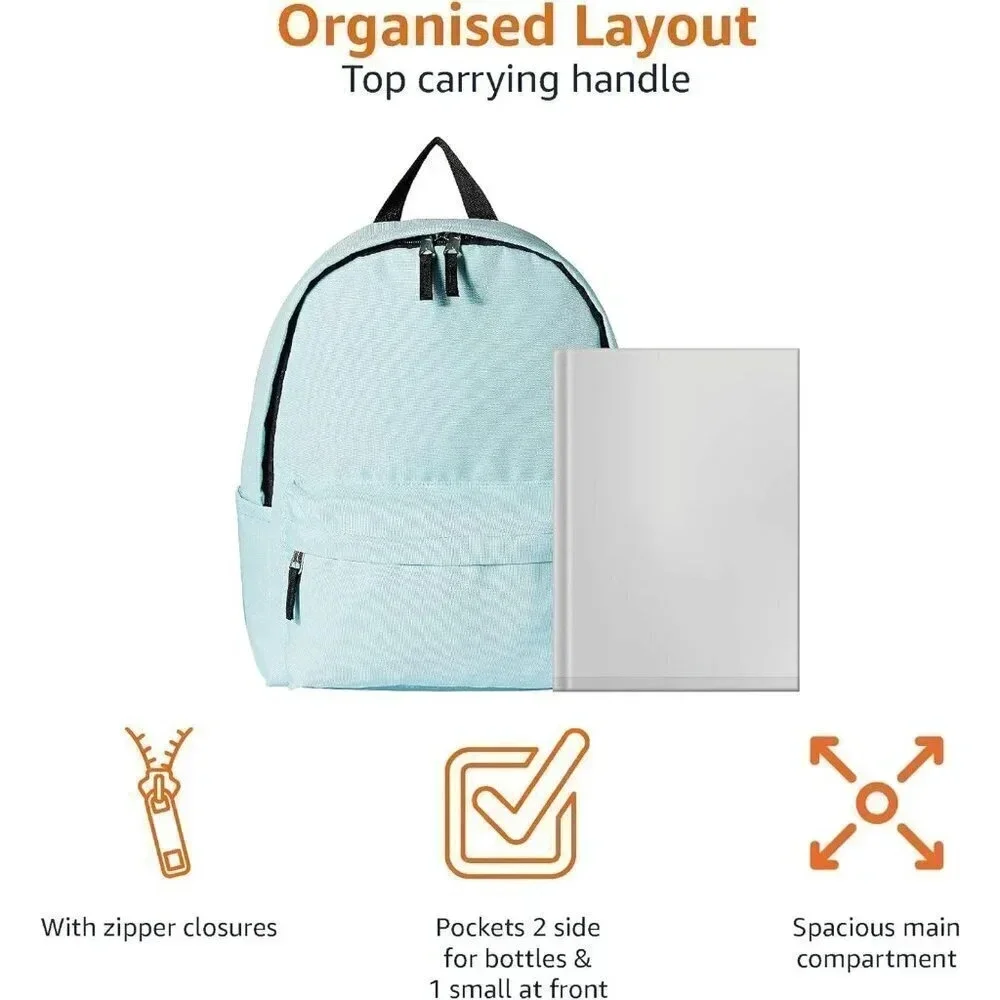 Amazon Basics Classic  School Backpack - Aqua - Picture 2 of 6